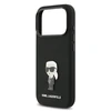 Karl Lagerfeld Liquid Silicone Metal Ikonik dėklas skirtas Apple iPhone 17 Pro juodos spalvos