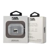 Karl Lagerfeld PU Embossed Karl Head dėklas ausinėms AirPods Pro sidabrinės spalvos