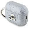 Karl Lagerfeld PU Embossed Karl and Choupette Heads dėklas ausinėms AirPods Pro 2 sidabrinės spalvos