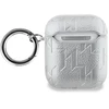 Karl Lagerfeld PU Embossed Karl and Choupette Heads dėklas ausinėms AirPods 1/2 sidabrinės spalvos