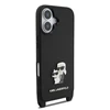 Karl Lagerfeld Saffiano Crossbody Strap Metal Karl and Choupette dėklas skirtas Apple iPhone 17 juodos spalvos