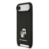Karl Lagerfeld Saffiano Crossbody Strap Metal Karl and Choupette dėklas skirtas Apple iPhone Air juodos spalvos