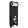 Karl Lagerfeld Saffiano Crossbody Strap Metal Karl and Choupette dėklas skirtas Apple iPhone Air juodos spalvos