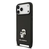 Karl Lagerfeld Saffiano Crossbody Strap Metal Karl and Choupette dėklas skirtas Apple iPhone 17 Pro Max juodos spalvos