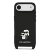 Karl Lagerfeld Saffiano Crossbody Strap Metal Karl and Choupette dėklas skirtas Apple iPhone Air juodos spalvos