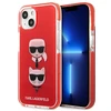 Karl Lagerfeld Karlas Lagerfeldas KLHCP13STPE2TR iPhone 13 mini 5,4 colių kietas dėklas, raudona/raudona Karl&amp;Choupette galvutė