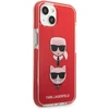 Karl Lagerfeld Karlas Lagerfeldas KLHCP13STPE2TR iPhone 13 mini 5,4 colių kietas dėklas, raudona/raudona Karl&amp;Choupette galvutė