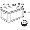 Keeeper Transport box with load capacity iki 30kg Robert 40x30x22cm 20L pilkas