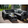 Lauko baldų komplektas Keter Allibert Rinkinys mebli Curver Corfu Relax set Narożna kanapa + stolik Grafit-Jasny pilka