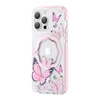 Kingxbar Butterfly Series magnetic Apple iPhone 14 Plus MagSafe with butterflies dėklas telefonui rožinės spalvos