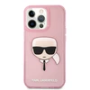Apple iPhone 13 Pro Max Karl Lagerfeld dėklas Glitter Karl`s Head (KLHCP13XKHTUGLP) rožinės spalvos