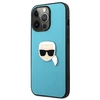 Karl Lagerfeld KLHCP13XPKMB iPhone 13 Pro Max 6,7" mėlyna/mėlynas kietas dėklas Oda Ikonik Karl's Head Metal