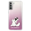 Karl Lagerfeld KLHCS21MCFNRCPI „Choupette Eats“ telefono dėklas Samsung Galaxy S21+ rožinis