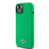 Lacoste Liquid Silicone Microfiber Croc Logo MagSafe dėklas skirtas Apple iPhone 15 žalios spalvos