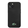 Lacoste Liquid Silicone Microfiber Croc Logo MagSafe dėklas skirtas iPhone 14,15,16 juodos spalvos