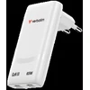 Verbatim GaN Travel Charger Fold 'n' Go 65W, 2×USB-C PD EU Plug, Baltas
