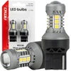 LED lemputės standard 7440 W21W 3030 15SMD balta 12V 24V amio-04996