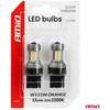LED lemputės standard 7440 WY21W 3030 15SMD oranžinė 12V 24V amio-04997