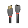 HDMI Laidas - LINDY Anthra Line HDMI Prailginimo Laidas, Didelės Spartos, M/F, 18Gbps, 4096x2160@60Hz, 0.5 m, Juodas
