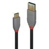 USB Kabelis - LINDY Anthra Line USB 3.2 Type A į C Laidas, M/M, 10Gbps, 3 m, Juodas