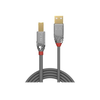 USB Kabelis - LINDY Cromo Line USB 2.0 Type A į B Laidas, M/M, 480Mbps, 1 m, Pilkas