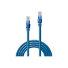 Tinklo Kabelis - LINDY Cat.6 U/UTP Tinklo Kabelis, RJ45, M/M, 250MHz, 0.5 m, Mėlynas
