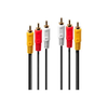 Garso Ir Vaizdo Kabelis - Lindy 3xRCA Kompozitinis Vaizdo Ir Stereo Garso 2 M Paauksuotas