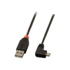 USB Kabelis - LINDY USB 2.0 Type A į Micro-B Laidas, 90° Dešinysis Kampas, 0.5 m, Juodas