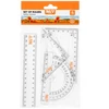 Lineālu komplekts YES Oranžinis Line, 4 priekšmeti, lineāls 15 cm.