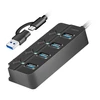 LogiLink HUB 4xUSB-A, Gen1, 4x ON/OFF, juoda