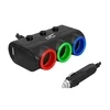 LTC LTC Adapteris CAR FIRE LED + kabelis 3 gniazda + 2xUSB, 1,2A, 12/24V, juoda.