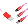Aptel Maitinimo laidas Magnetinis LED kabelis - laidas 3in1, raudonas