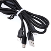 Maxlife Nylon 3in1 USB laidas A tipas - microUSB + Lightning + USB tipas C - juodas - 1m