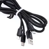 Maxlife Nylon 3in1 USB laidas A tipas - microUSB + Lightning + USB tipas C - juodas - 1m