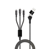 Maxlife ALLin1 kabelis USB + USB-C - Lightning + 2x USB-C 1,0 m 66W juodos spalvos