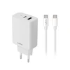Telforceone Maxlife MXTC-10-20AC PD QC įkroviklis 1x USB-C 1x USB 20W baltas + USB-C - USB-C laidas 20W