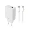 Telforceone Maxlife MXTC-10-30AC PD QC įkroviklis 1x USB-C 1x USB 30W baltas + USB-C - USB-C laidas 60W