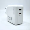 Įkroviklis Maxximus Ład. sieć. MX Burst GaN PD 35W, 2xUSB-C + kabelis PD 20W C/Lightning, Baltas/BALTA