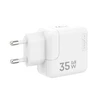 Įkroviklis Maxximus Ład. sieć. MX Burst GaN PD 35W, 2xUSB-C + kabelis PD 20W C/Lightning, Baltas/BALTA