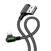 Mcdodo CA-4674 LED kampinis USB žaibo kabelis, 0.5 m (juodas)