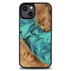 Medinis ir dervos dėklas iPhone 15 Plus Bewood Unique Turquoise - turkis ir juodas