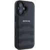 Mercedes AMG Leather Debossed Lines dėklas telefonui juodos spalvos Logo Apple iPhone 16 - dėklas telefonui juodos spalvos