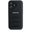 Mercedes AMG Leather Debossed Lines dėklas telefonui juodos spalvos Logo Apple iPhone 16 - dėklas telefonui juodos spalvos