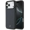Dėklas Mercedes Leather Laurel Leaves Stripes MagSafe Apple iPhone 17 Pro Max mėlynas