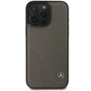Mercedes MB Curved Stitches Leather Apple iPhone 16 Pro Max Case – dėklas telefonui rudos spalvos