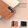 Nillkin Qin Leather Pro Samsung Galaxy S22+ (S22 Plus) Camera Protector Holster Cover Flip dėklas telefonui rudos spalvos