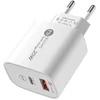 Oem A6MaxL kelioninis įkroviklis | 20W | USB-C, USB-A | su USB-C kabeliu | balta