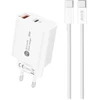 Oem A6MaxL kelioninis įkroviklis | 20W | USB-C, USB-A | su USB-C kabeliu | balta