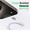 Benks Cable D46 braided – Type C to Lightning – PD 27W 3A 2 metres baltas