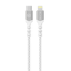 Oem Blavec kabelis Raptor braided – Type C į Lightning – PD 20W 2,4A 0,25 metras (CRA-CL24WS025) baltos spalvos-sidabrinis